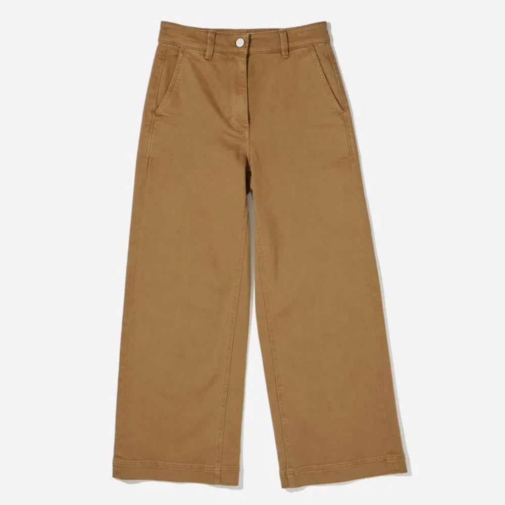 Everlane High Rise Wide Leg Cropped Ochre Khaki Pants size 8